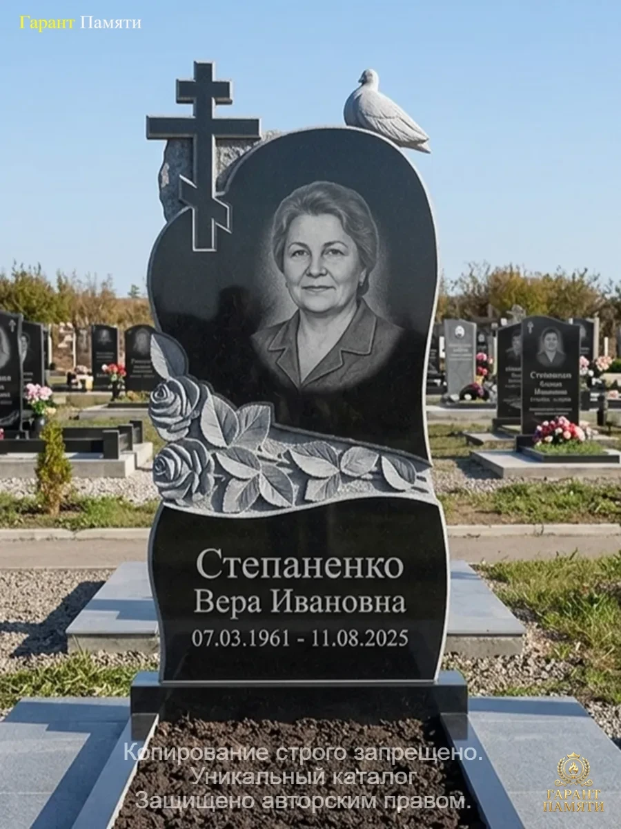 Памятник из гранита Розы с крестом 132
