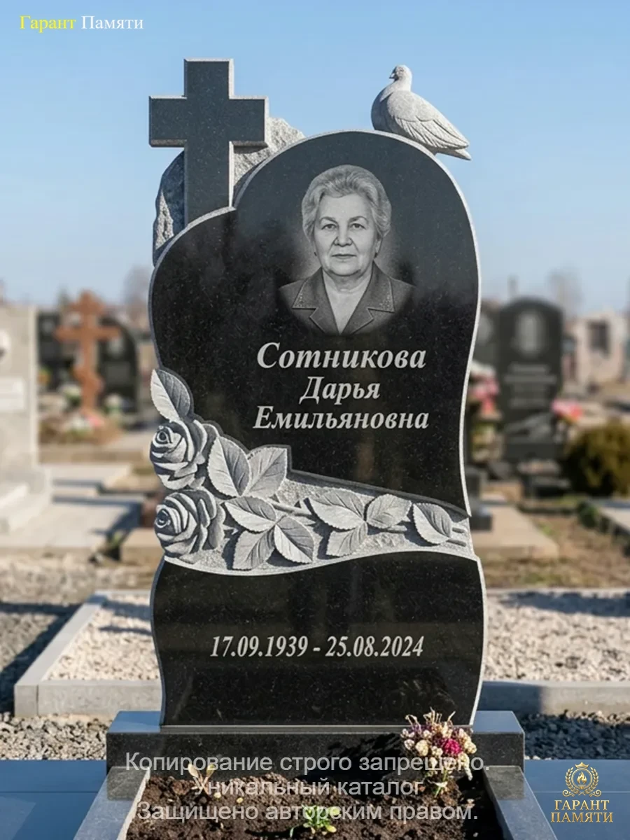 Памятник из гранита Розы с крестом 137