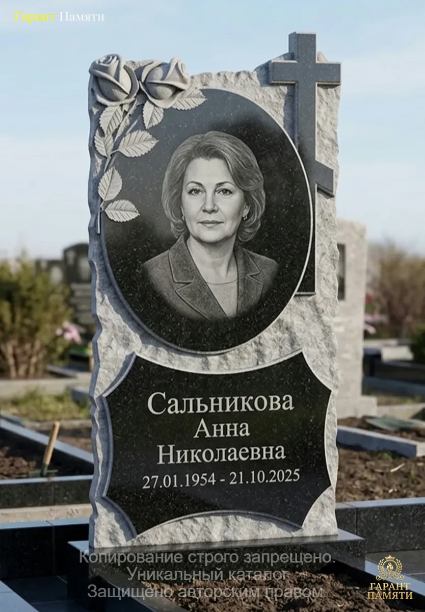 Памятник из гранита Розы с крестом 167