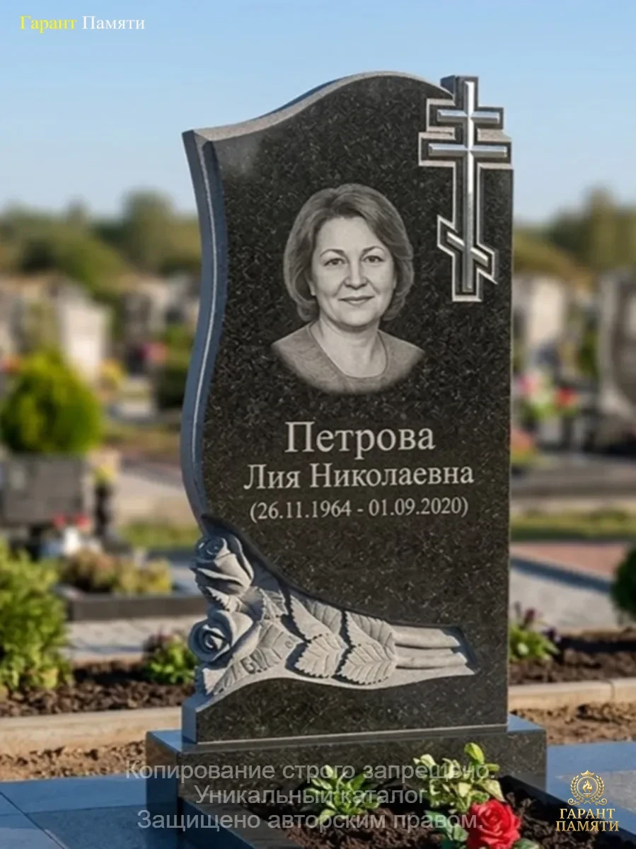 Памятник из гранита Розы с крестом 166